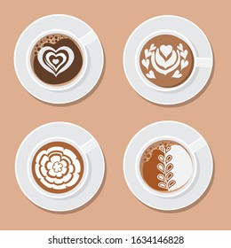  Foam coffee cup top view vectors