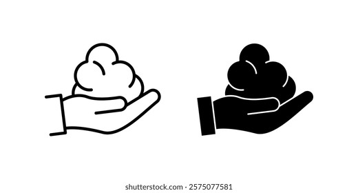 foam Cream on hand Icon set.Symbol isolated white background. vector illustration. color editable.