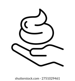 Foam cream and soap bubbles on hand line icon set, label, badge, logo, symbol, sign, black, line, vector, isolated illustration. Washing hands to keep clean icon set. Wash hands health care icons. 