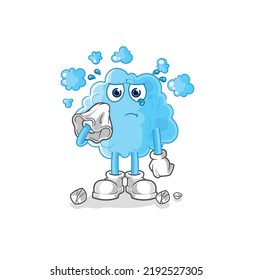 The Foam Cry With A Tissue. Cartoon Mascot Vector