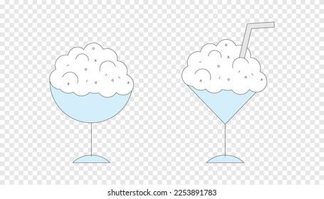 Foam in cup and whipped cream with straw