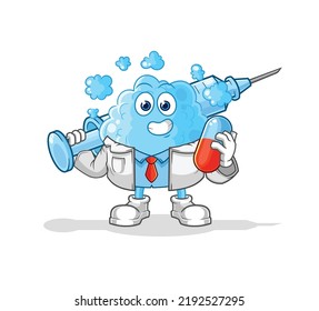 the foam doctor holding medichine and injection