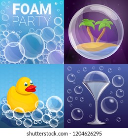 Foam effect banner set. Cartoon illustration of foam effect vector banner set for web design