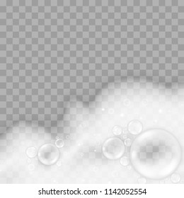 Foam effect concept. Illustrations isolated on transparent background. Shampoo, gel or soap bubbles overlay texture. Creative idea for your design