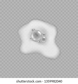 Foam effect isolated on transparent background. Soap, gel or shampoo bubbles overlay texture. Vector shaving, mousse foam top view pattern.