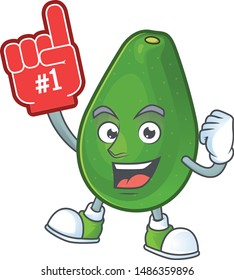 Foam finger avocado fresh on white background mascot