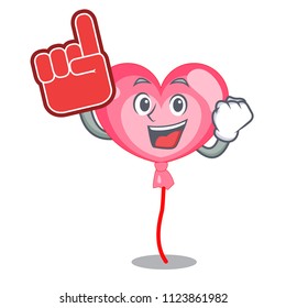 Foam finger ballon heart mascot cartoon Foam finger ballon heart mascot cartoon