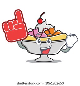 Foam finger banana split mascot cartoon
