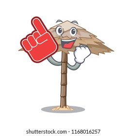 Foam finger beautiful beach shelter sand isolated cartoon