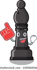 Foam finger bishop chess in the cartoon shape