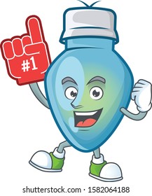 Foam finger blue christmas bulb on mascot cartoon style