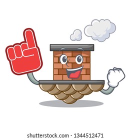 Foam finger brick chimney next the cartoon roof