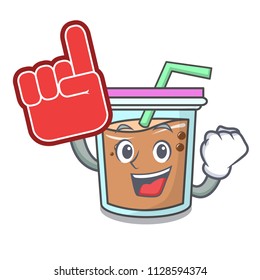 Foam finger bubble tea mascot cartoon