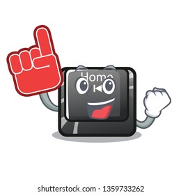 Foam finger button home in the cartoon shape