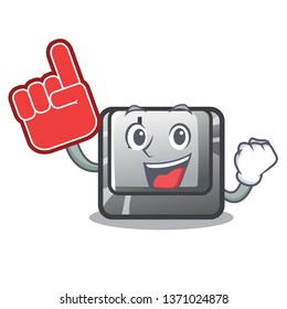 Foam finger button J in the mascot shape