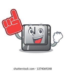 Foam finger button N in the cartoon shape