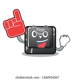 Foam finger button page down installed on cartoon