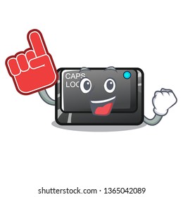 Foam finger capslock button isolated with the cartoon