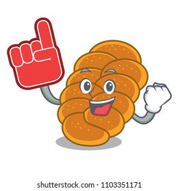 Foam finger challah mascot cartoon style