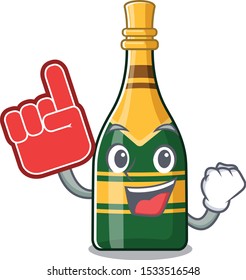Foam finger champagne bottle in the cartoon shape
