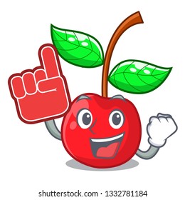 Foam finger cherries fruit isolated with the cartoon