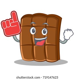With foam finger chocolate character cartoon style
