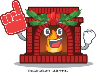 Foam finger christmas fireplace on with the character
