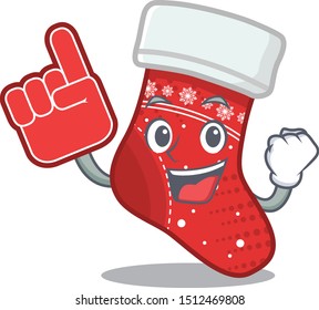 Foam finger christmas stocking character in a bag