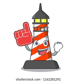 Foam finger classic cartoon lighthouse of red