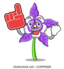 Foam finger columbine flower mascot cartoon