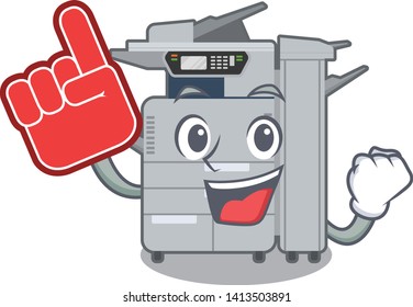 Foam finger copier machine next to character chair