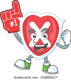 Foam finger cross shield character on white background.