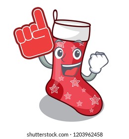 Foam finger cute christmas socks isolated on mascot