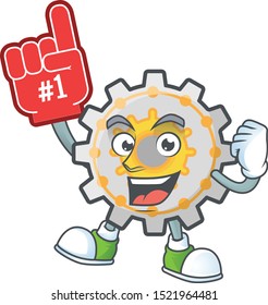 Foam finger cute gear cog in character mascot