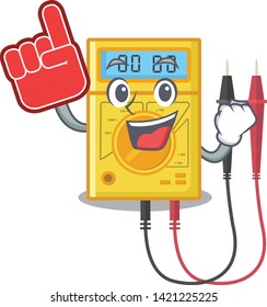 Foam finger digital multimeter sticks to the cartoon wall