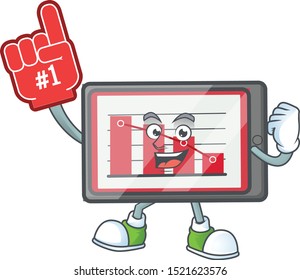Foam finger down chart horizontal table on white background.