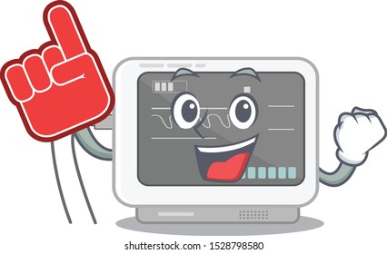 Foam finger ecg machine in the mascot shape