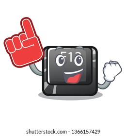Foam finger f12 button installed on cartoon computer
