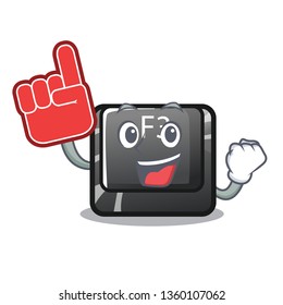 Foam finger f3 button installed on cartoon computer