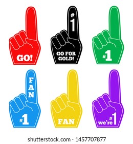 Foam finger fan hand glove . We are number 1. Vector