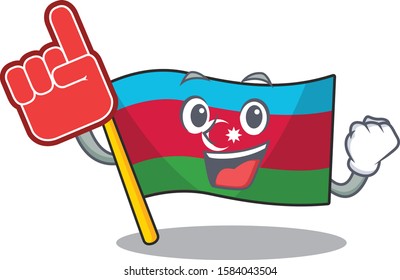 Foam finger flag azerbaijan on mascot cartoon style