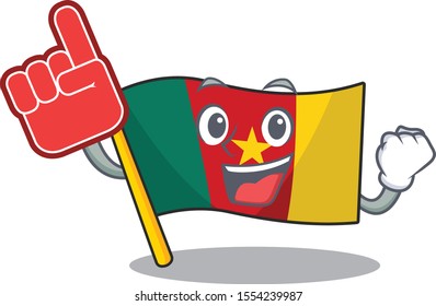 foam finger flag cameroon above the table cartoon