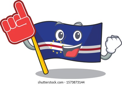Foam finger flag cape verde on mascot cartoon style