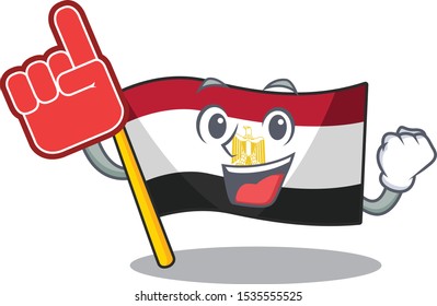 Foam finger flag egypt character isolated with cartoon