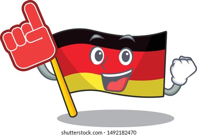 Foam finger flag germany mascot folded on cartoon table
