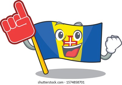 Foam finger flag madeira on mascot cartoon style