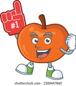 Foam finger fruit tangerine cartoon character with mascot