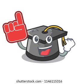 Foam finger graduation hat mascot cartoon