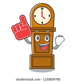 Foam finger grandfather clock mascot cartoon