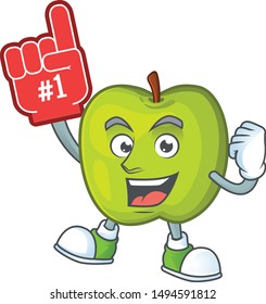 Foam finger granny smith apple character for health mascot